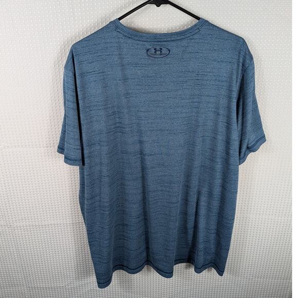 Under Armour 2XL Shirt Men's Blue V-Neck HeatGear Loose Fit Gym Tee Athletic - Picture 3 of 3